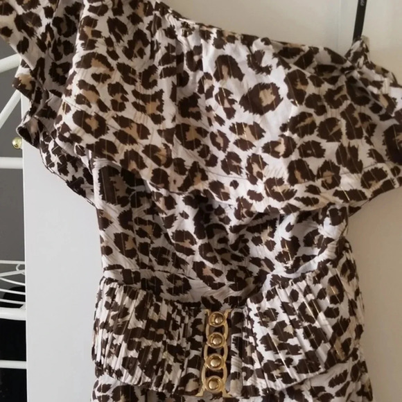 NWOT Leopard print one shoulder dress - Picture 3 of 5